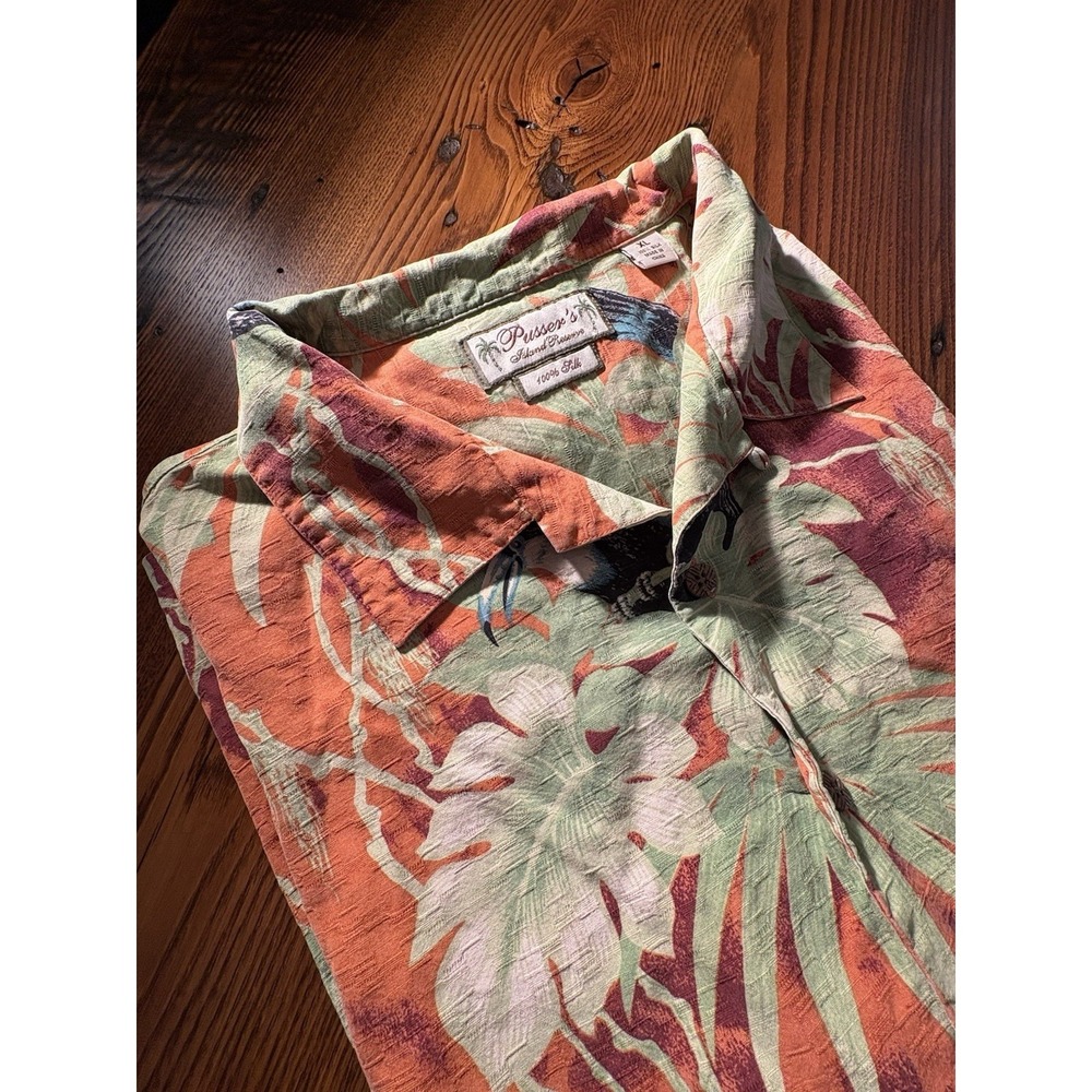 Pusser's West Indies Size XL Men's Multicolor Tropical Hawaiian Silk Shirt
